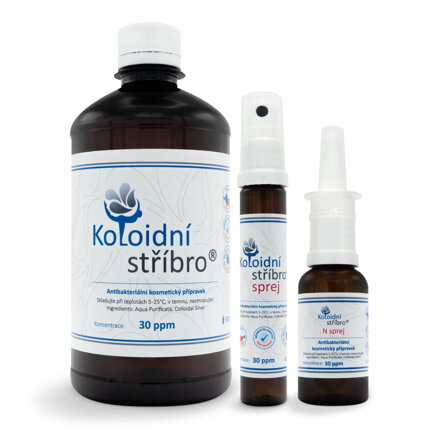 KOLOIDNÉ STRIEBRO 500 ml + 25 ml SPREJ + 30 ml N SPREJ 30 ppm