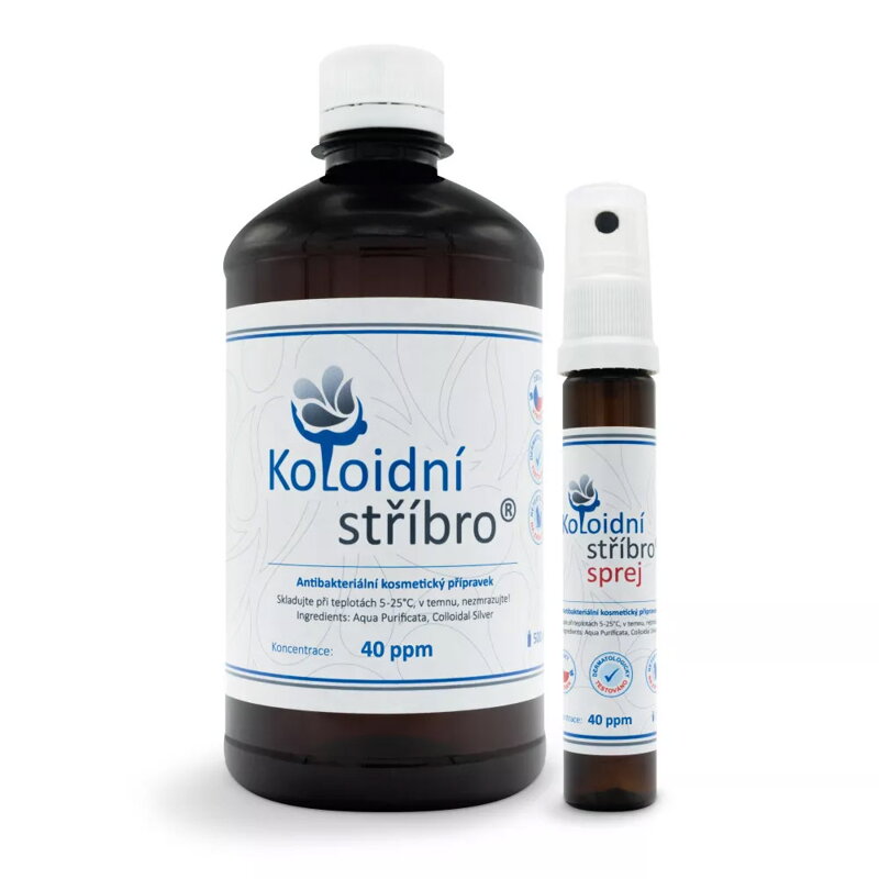 KOLOIDNÉ STRIEBRO 500 ml + 25 ml sprej 40 ppm